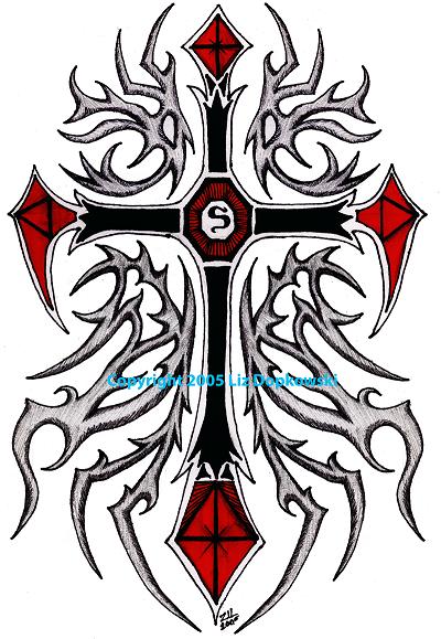 Tribal Cross Pen & Ink